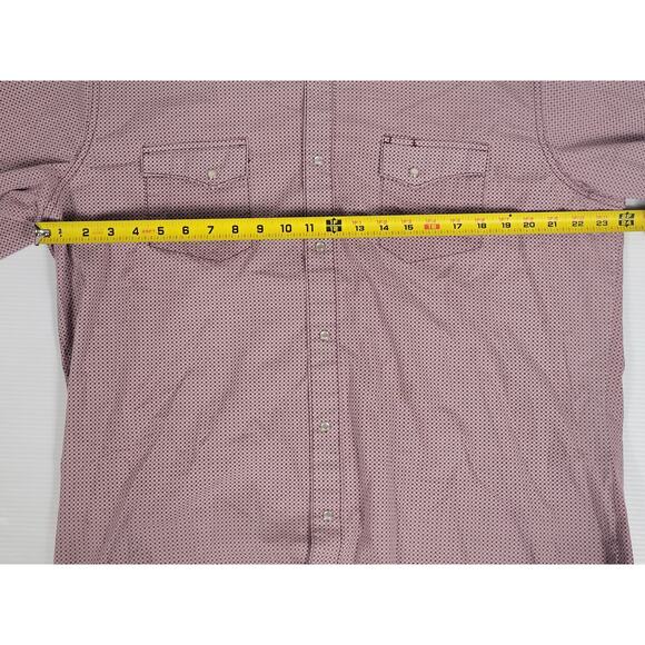 Wrangler Mens Large‎ Wrancher Western Red Dot Circle All Over Pattern Pearl Snap - Picture 8 of 8